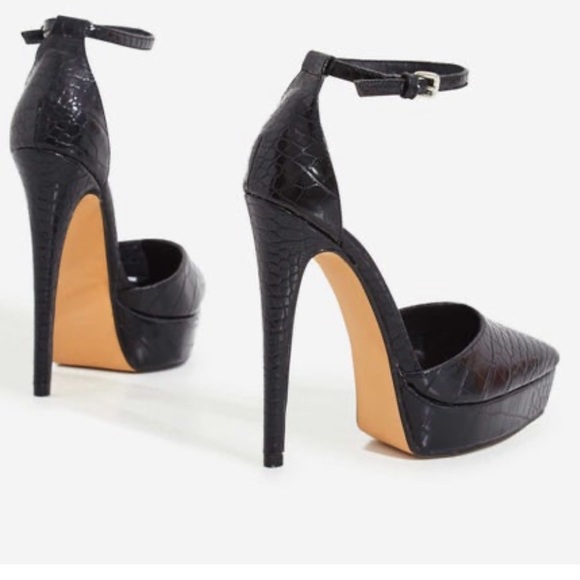 🆕 EGO Platform Pointed Toe Heel Croc black - Picture 3 of 8